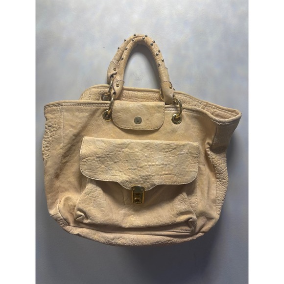 Aleanto Collezioni Handbags - Aleanto Collezioni Leathe Tote Bag Women Cream Good Made in Italy Studded Handle